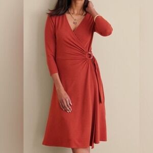 Soft Surroundings Women Damaria Dress Red Ochre wrap dress 1X NWT Rustic Orange
